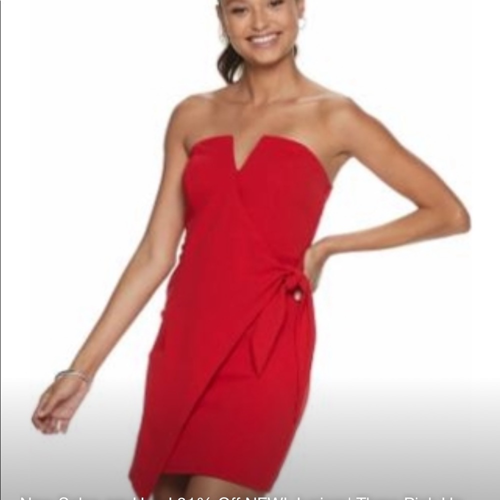 Three Pink Hearts NEW strapless red dress - Picture 8 of 8